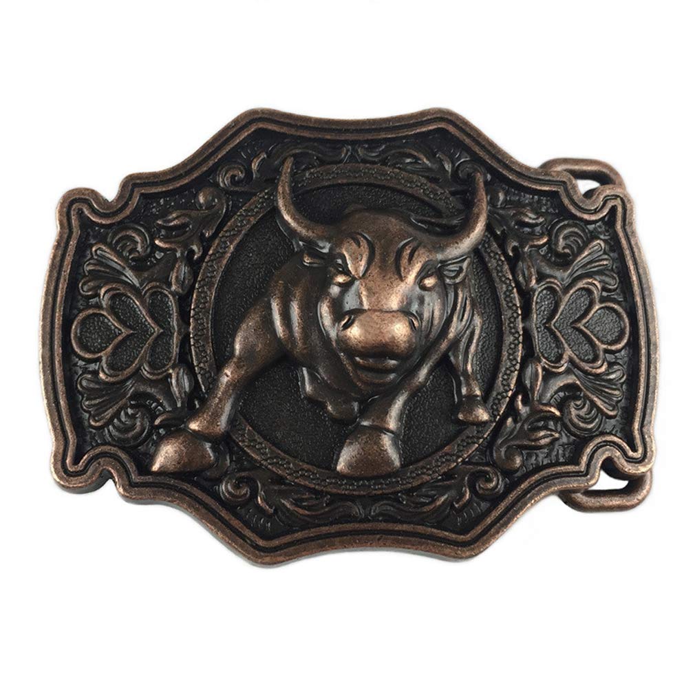 LKMY Bronze Long Horn Bull Rodeo Western Cowboy Belt Buckle For Men