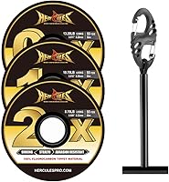 Vista 26 de HERCULES Tippet de pesca con mosca, paquete de 3 con soporte para volquetas, 55 yardas