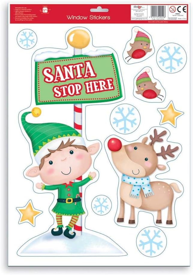 Design Group Santa Stop Here Sticker and Decorations, zzzz-s, Multicolor
