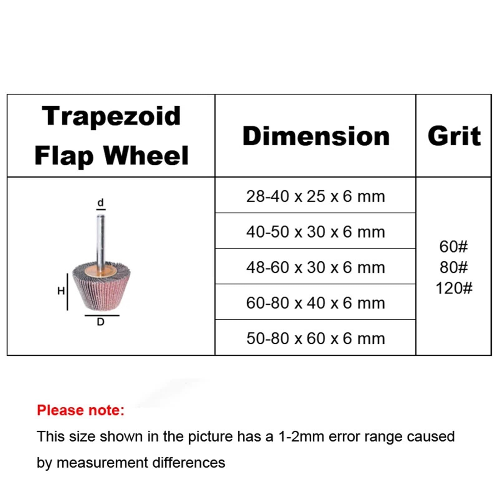 Disco Abrasivo Per Smerigliatrice 3 ruote lamellari troncoconiche coniche, gambo da 6 mm (1/4"), forma trapezoidale a grana 60/80/120