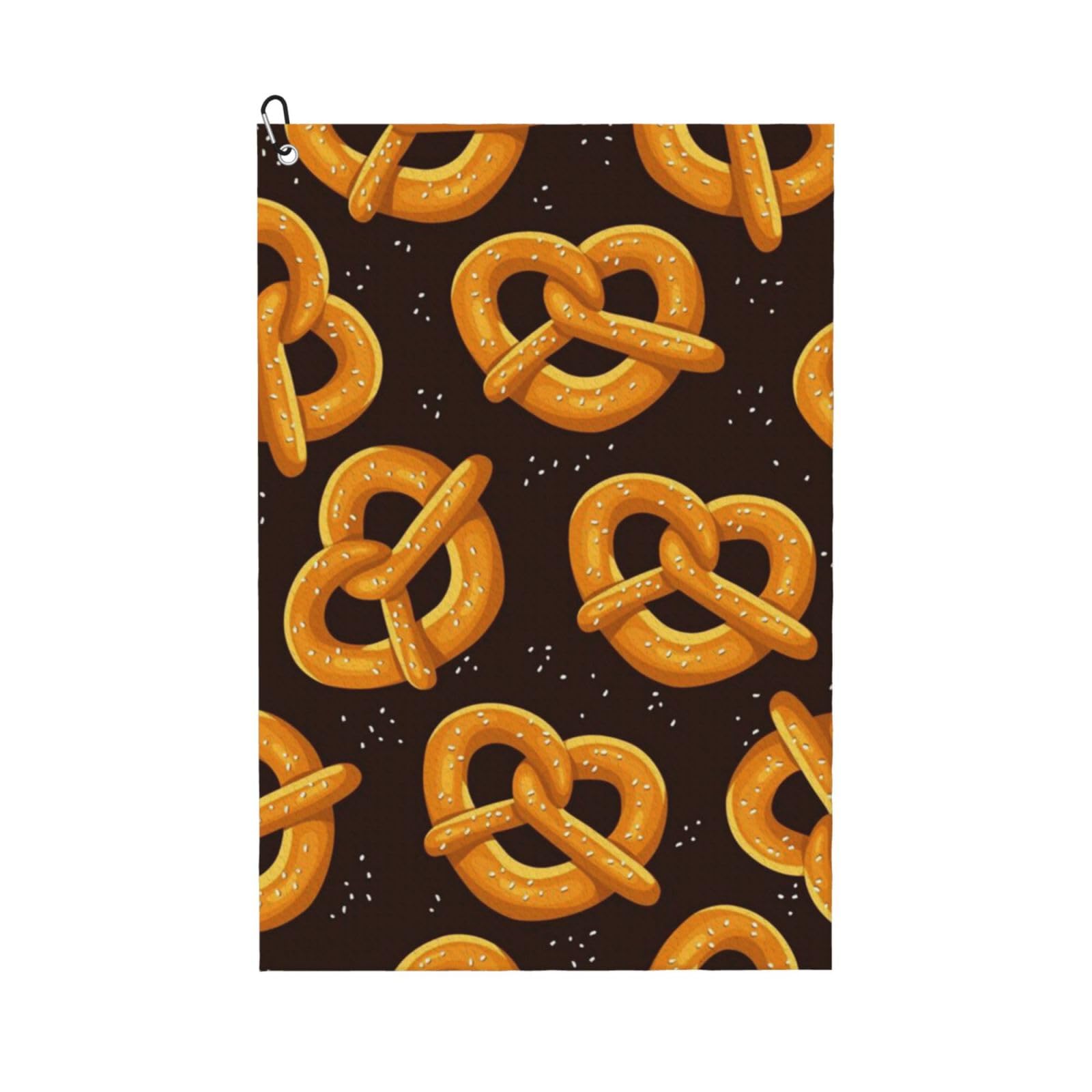 Hnnkloy Cartoon Pretzel, 16x24 in Portable Waffle Golf Towels with Carabiner Clip for Golf Bag