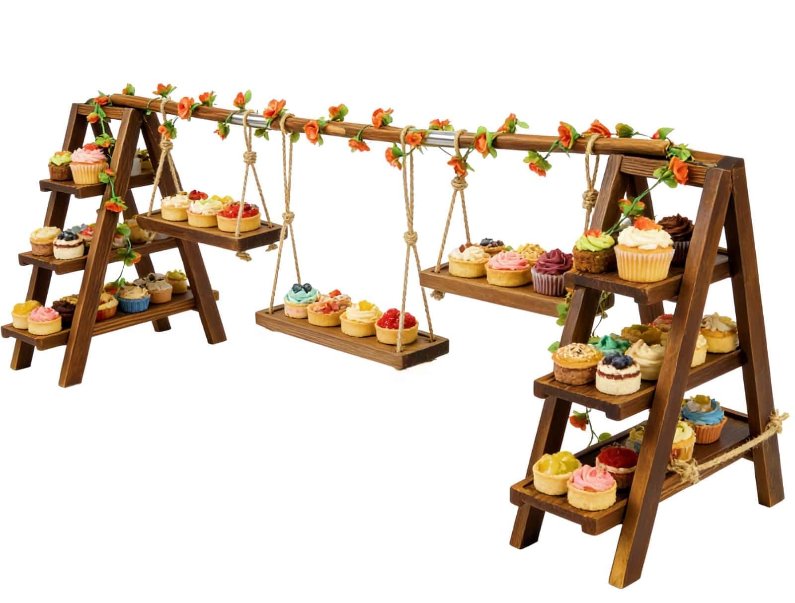 Amazon.com: bimiti Large 3 Tier Wooden Cupcake Stand, Foldable