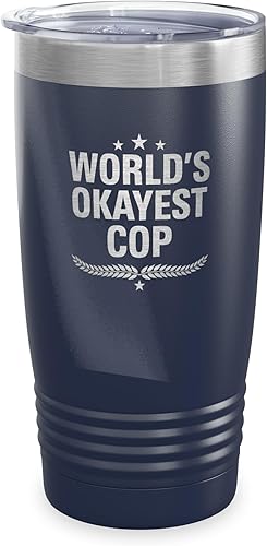 World's Okayest Cop - Vaso de policía, regalo para compañeros de trabajo, regalo para miembros de la familia, regalos de Navidad, tazas de café de