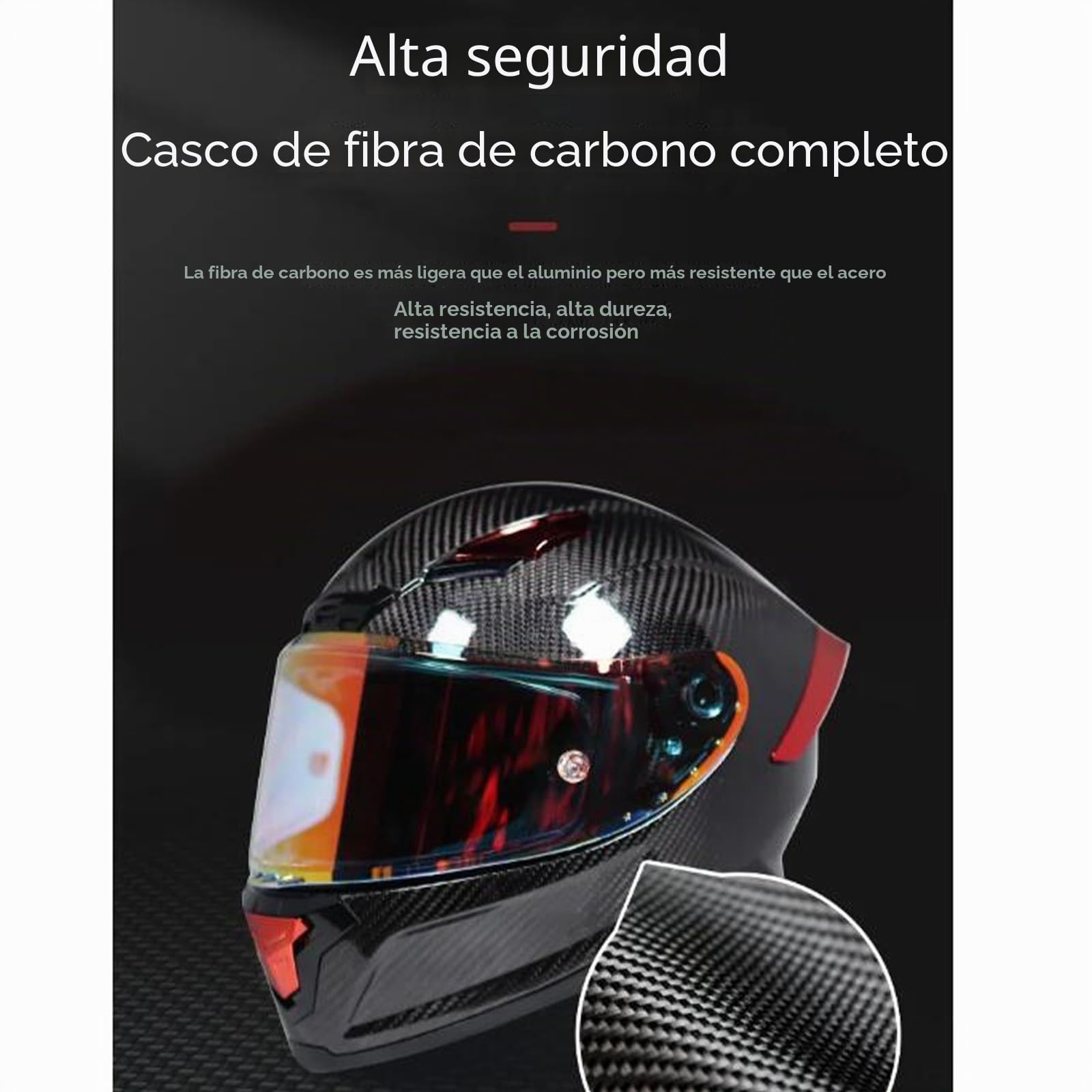 Casco de Motocicleta de Fibra de Carbono, Casco Integral de Motocicleta con ala Trasera, Casco de ciclomotor Aprobado por Dot/ECE, Casco de Bicicleta de Calle para Hombres y Mujeres