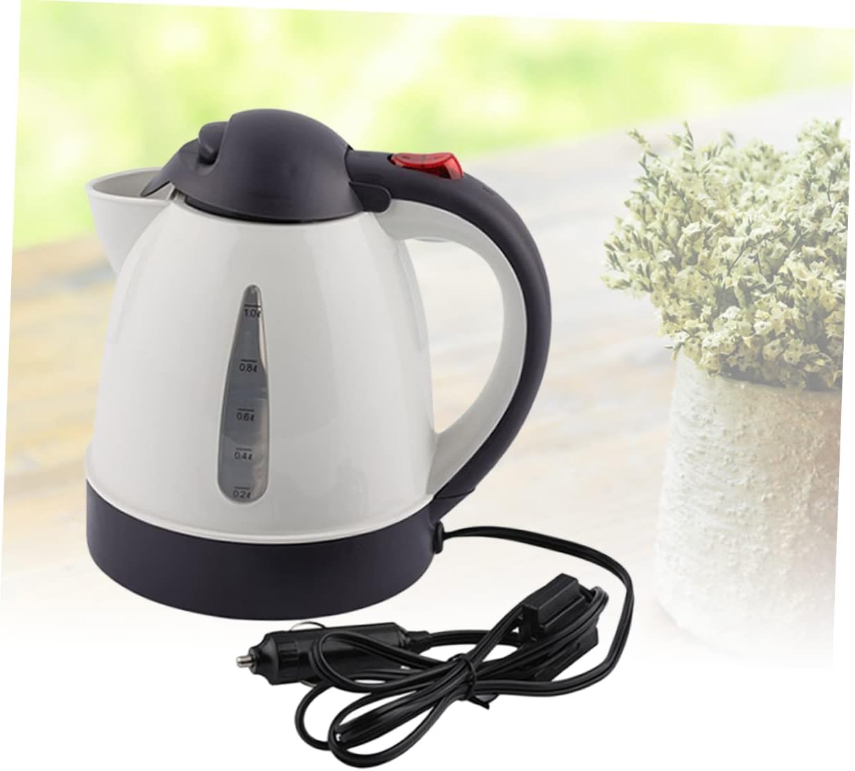 PRETYZOOM 150w Electric Kettle Gooseneck Fast Boil Stainless Steel Tea Pot Auto Shut-off Protection Car Kettle