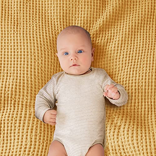 Image of PHF 100% Cotton Waffle Baby Blanket Lightweight Breathable, 30 inchx40 inch, Ginger