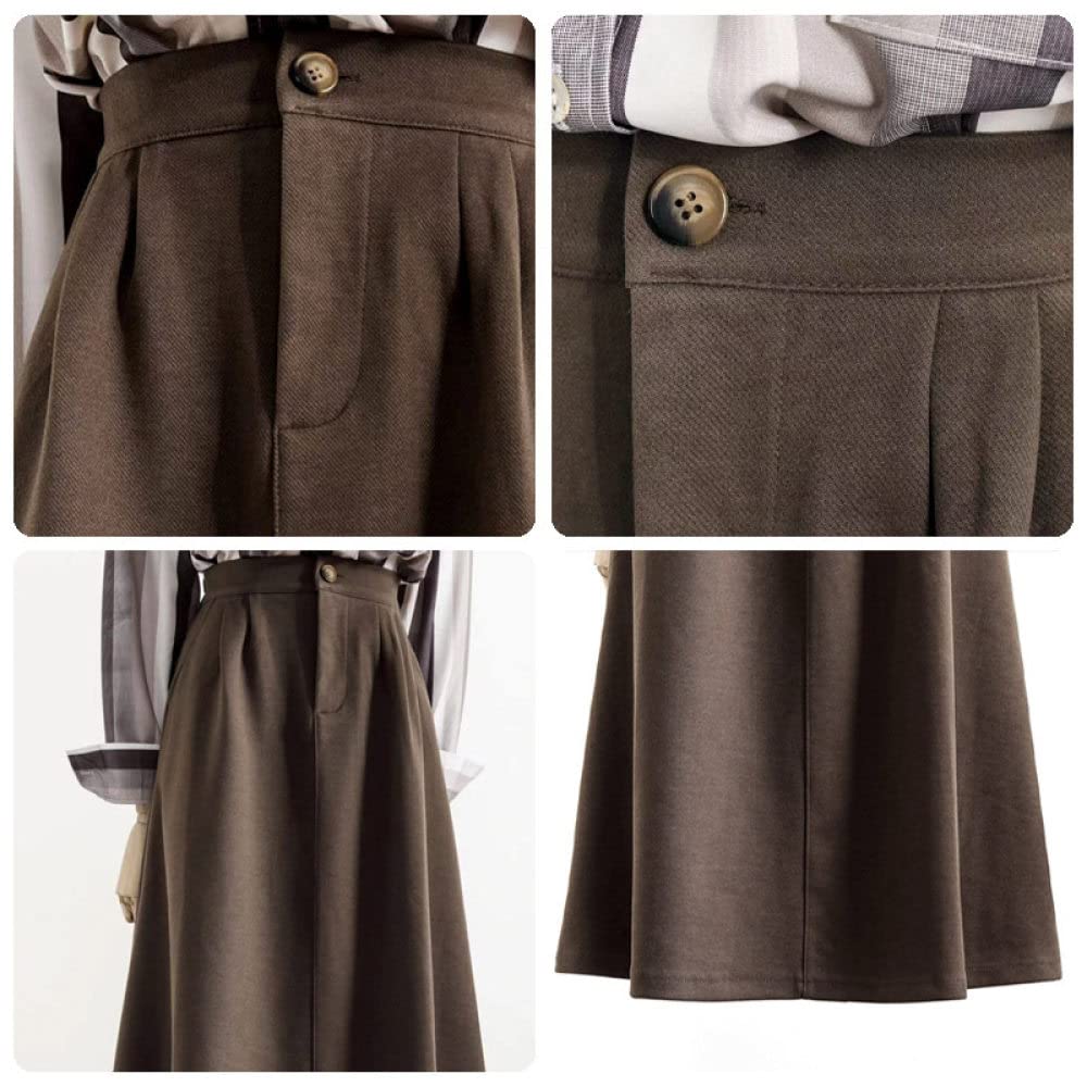 Faldas para Mujer Longitud Mediana, Elegante Falda Negra De Invierno Cintura Elástica Falda De Talle Alto Fruncida De Punto Elegante Faldas Plisadas Acampanadas(Grey)
