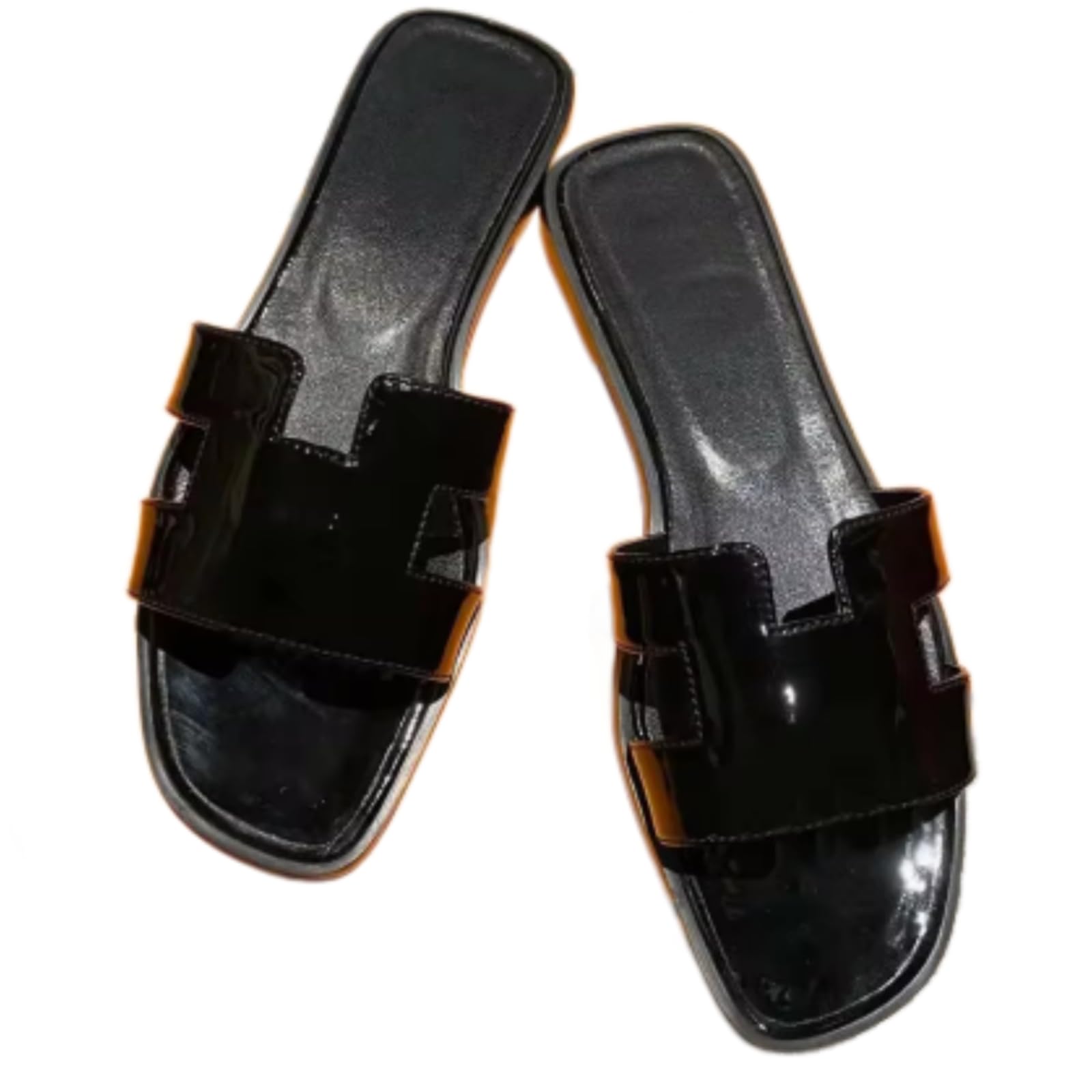 Chanclas Sandalias De Diapositivas Banda H Las Mujeres, Zapatos Planos Soporte Arco, Cuero Cómodas para Uso Diario La Playa Oficina-m-37-european Sizes