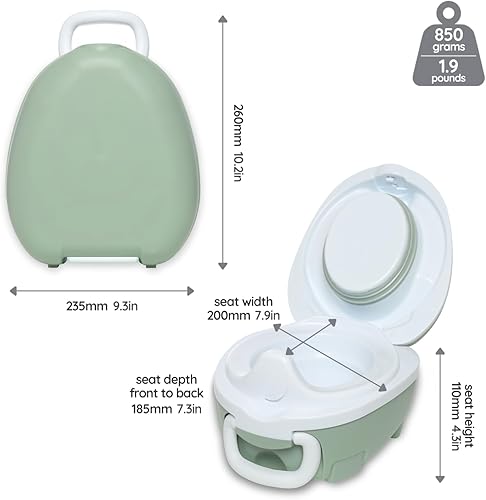 Miniatura 16 de My Carry Potty - Orinal de viaje gris pastel, galardonado asiento de inodoro portátil para niños pequeños para llevar a todas partes