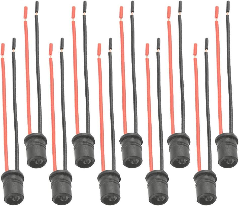 Universal T10 168 Socket Pigtail Wiring Harness - 2 Pack, Female Connector, 15 AWG Wire