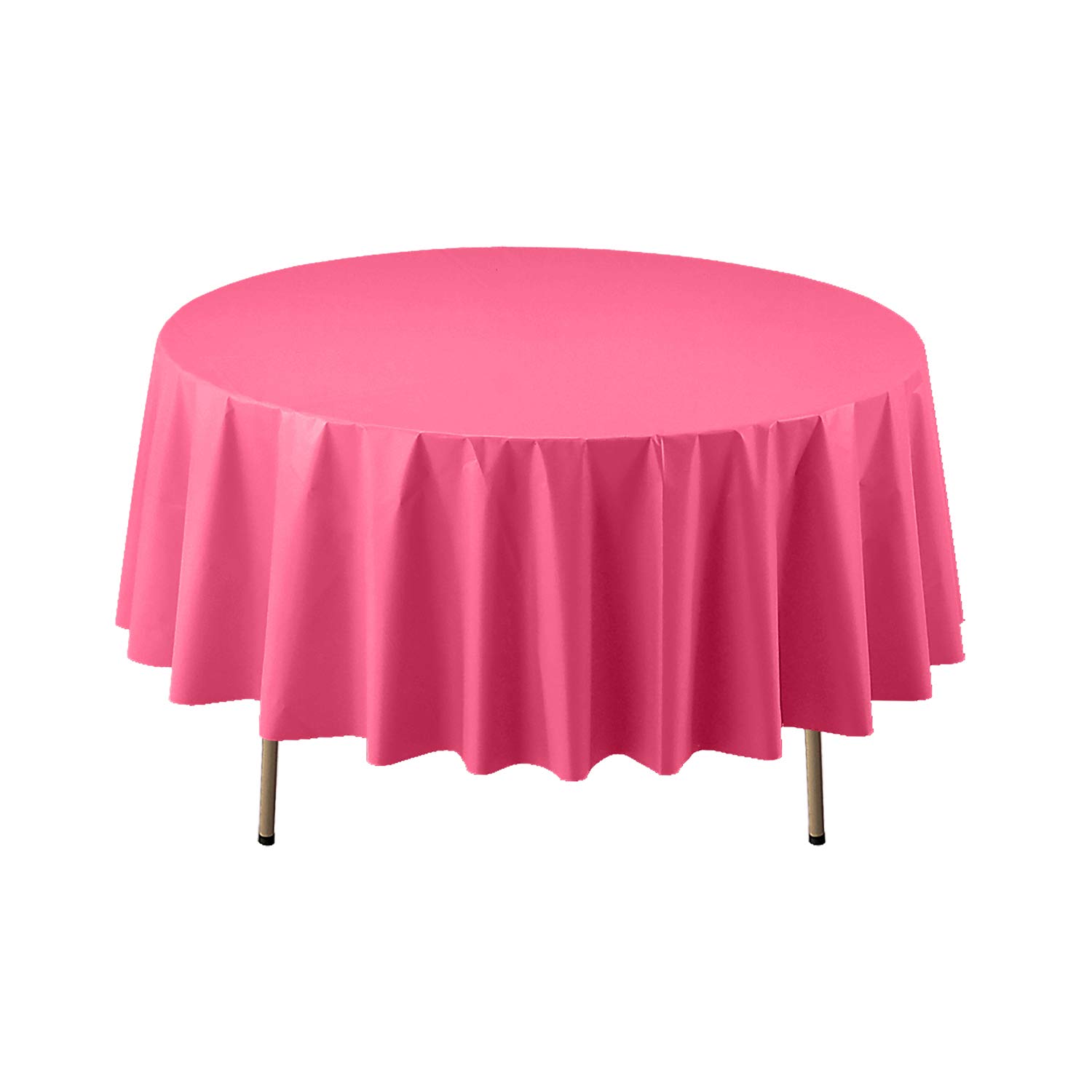 Northwest Enterprises Party Essentials Heavy Duty 84" Round Plastic Table Cover Available in 19 Colors, Hot Pink