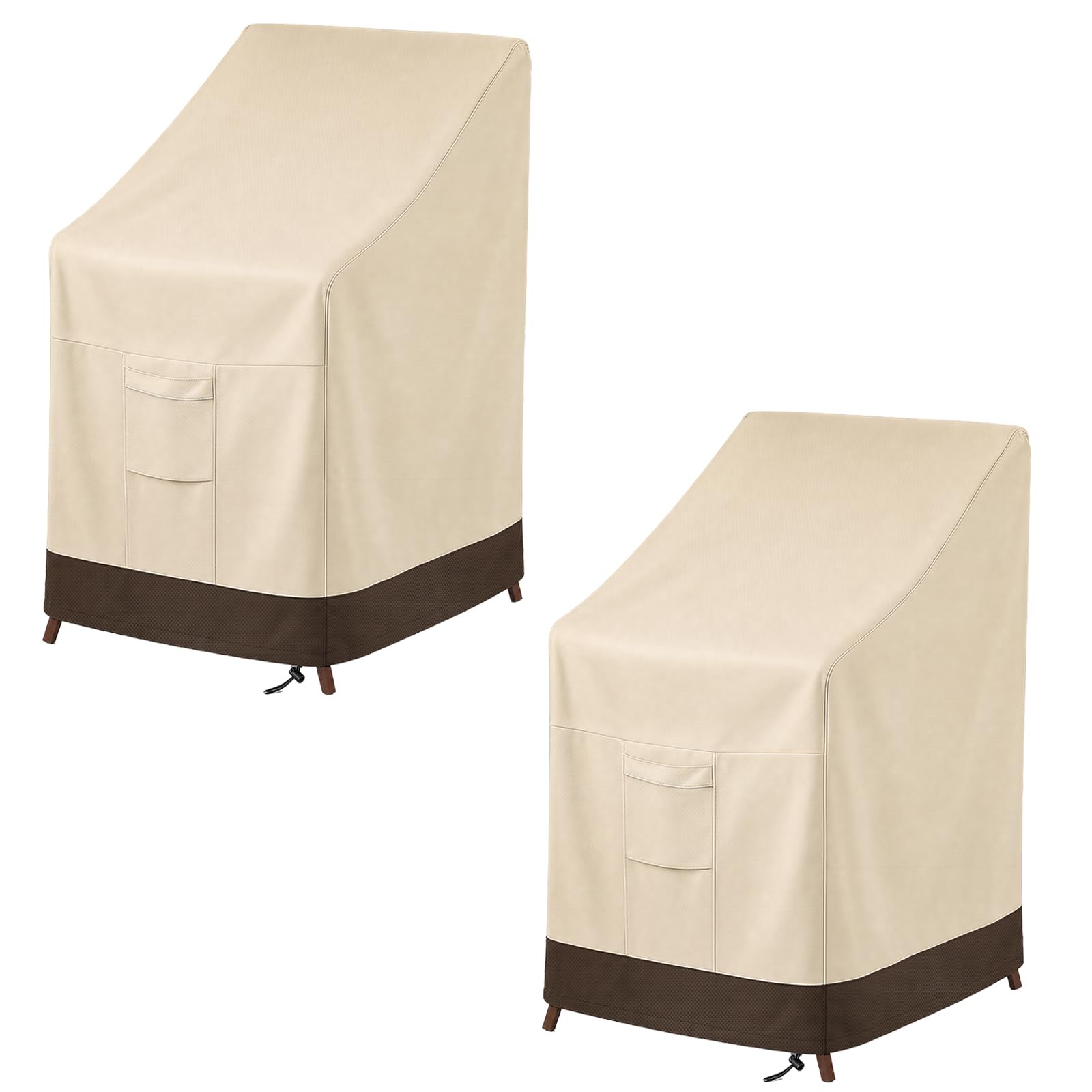 Vailge Coprisedia impilabile da patio, 100% impermeabile, resistente, per mobili da giardino, adatto per 4-6 sedie da pranzo impilabili, confezione da 2 pezzi, 91 x 71 x 119 cm, beige e marrone