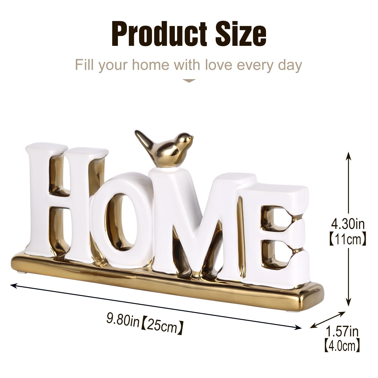 Eachave White and Gold Home Signs for Home Decor Statue Home Sign Decoration, Gold Bird Sculpture - Image 2