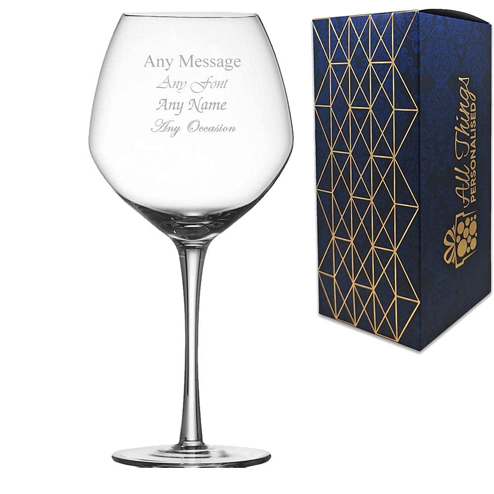 Personalised Engraved 20.5oz Cabernet Vins Jeunes Large Wine Glass or Gin Balloon, Perfect for Wine and Gin Lovers