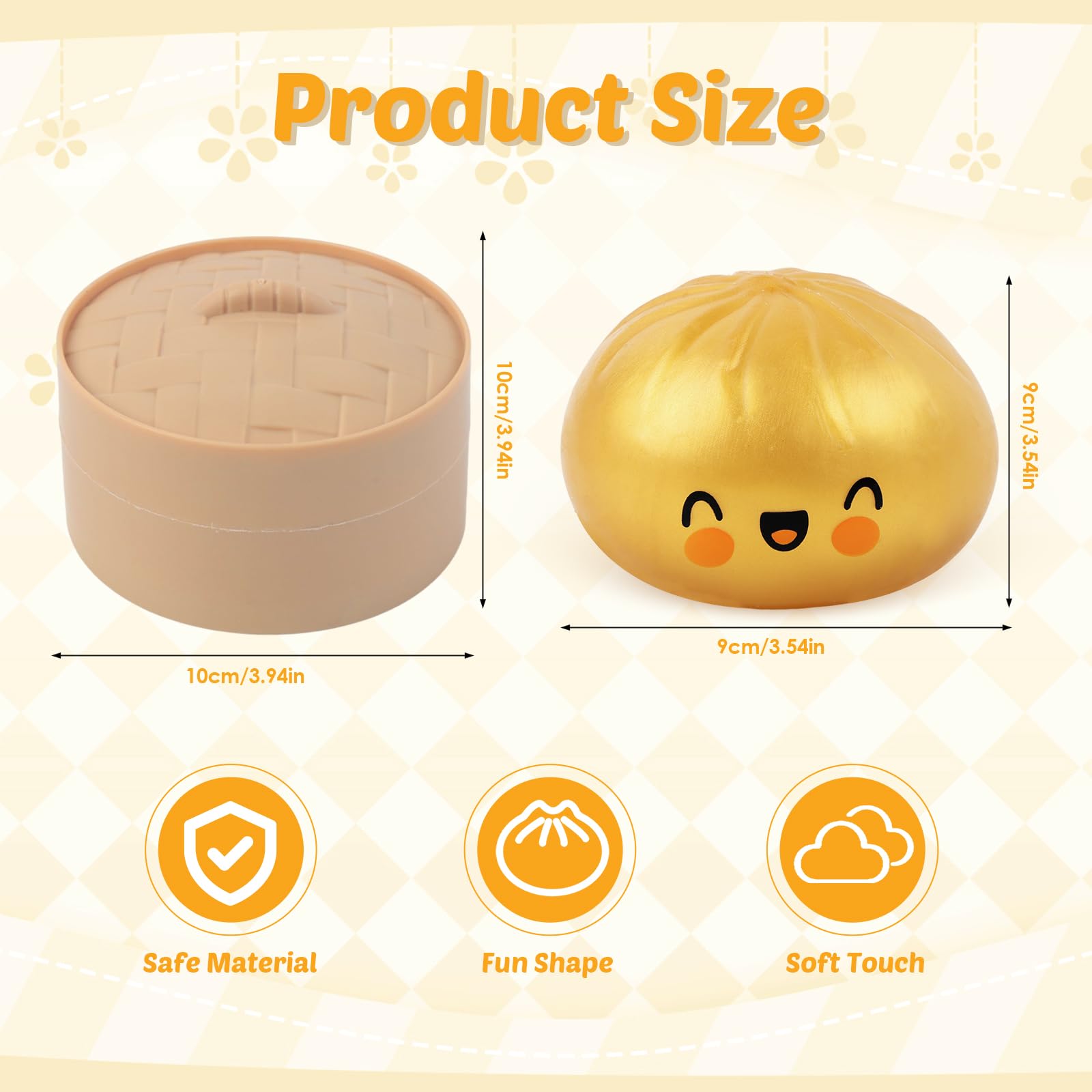 Glitter Dumpling Squishy with Steamer, Squishy Dumplings Sensory Fidget Toy, Squeeze Toys for Relaxation, Gold 2 - Image 4