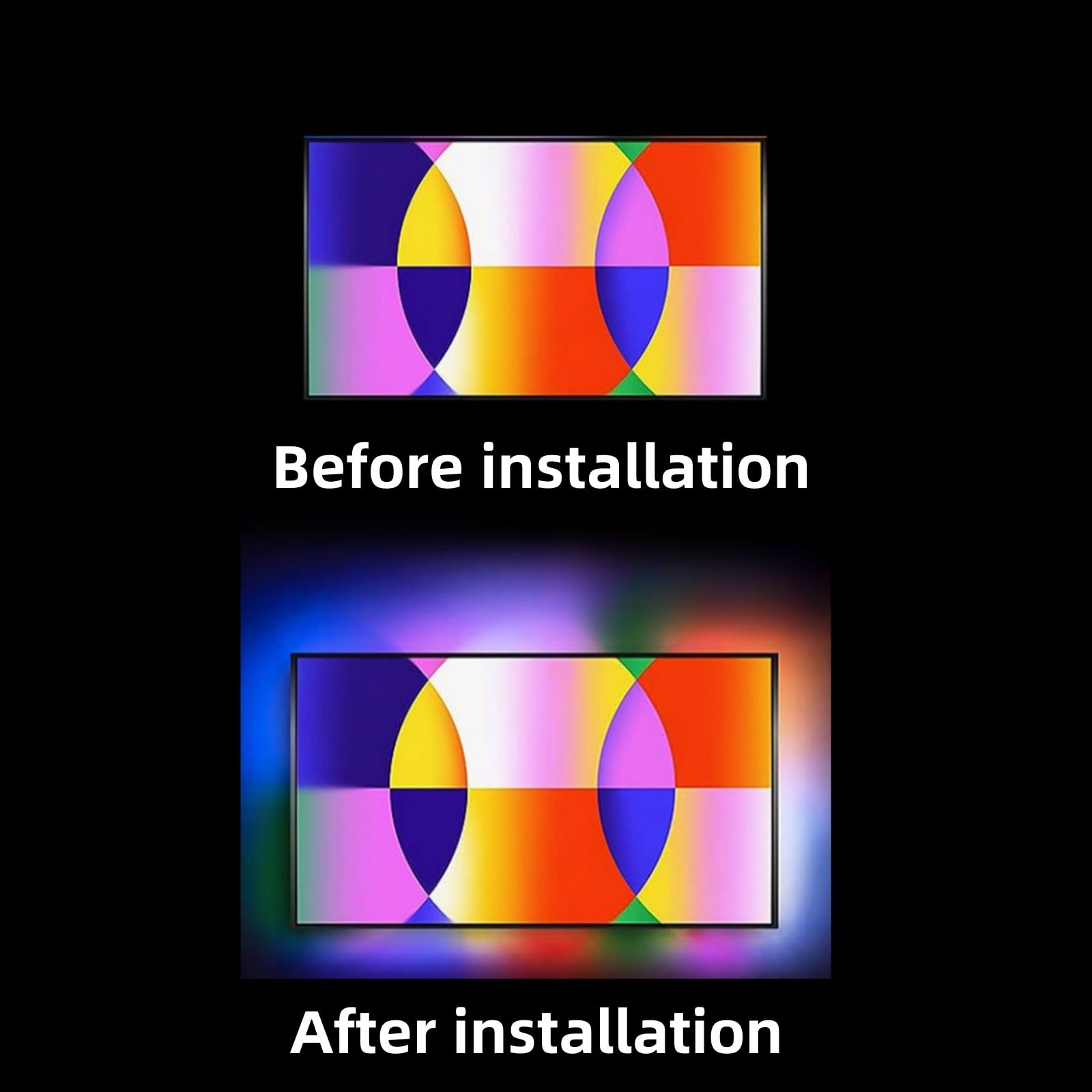 Tira De Luz Led para TV Graffiti Inteligente TV Luz Ambiente TV Led Retroiluminación Tira De Luz con La Pantalla Luz De Fondo Síncrono Streaming De Color Control De Voz App(55-65in)