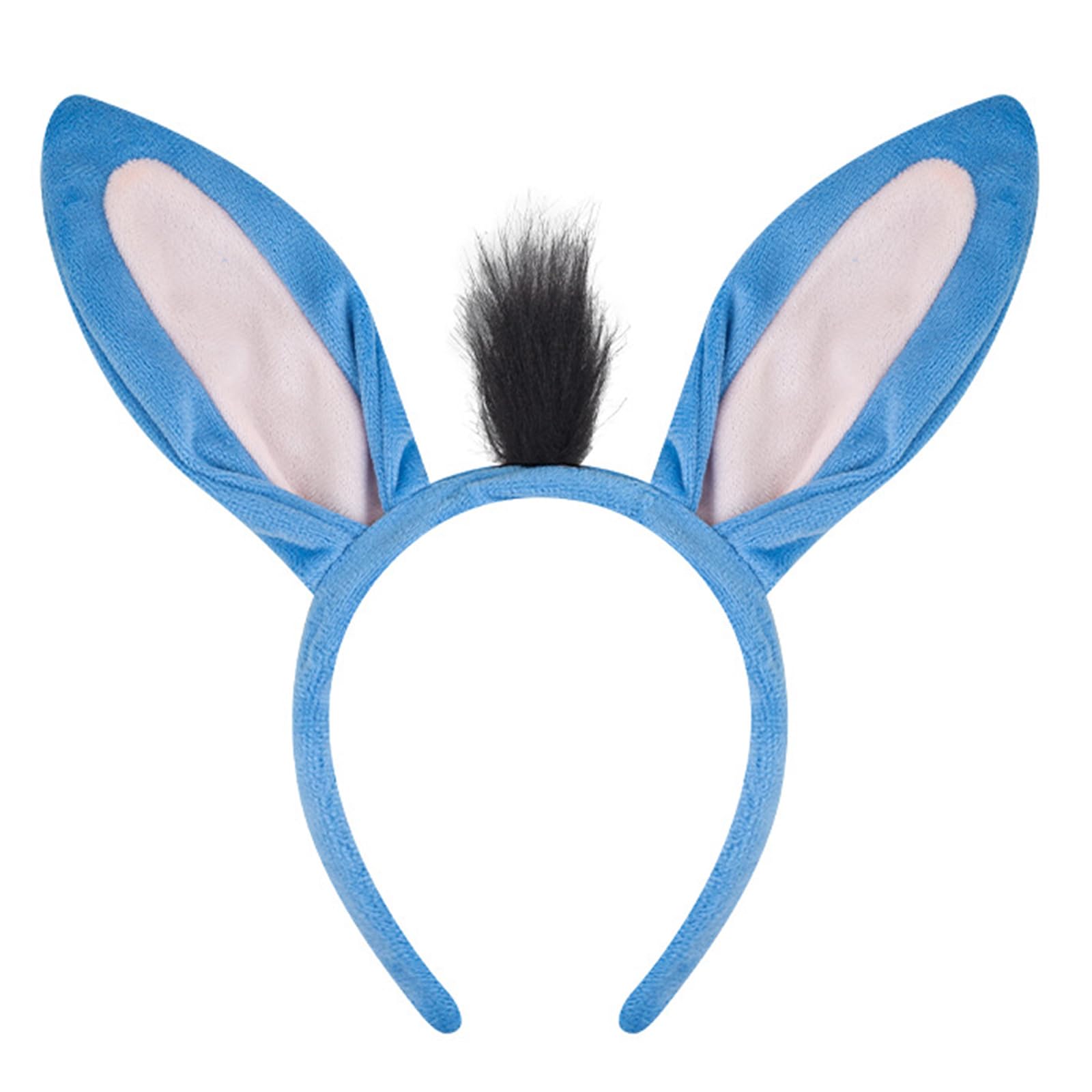 Donkey Role Play Costume Set Donkey Headband Tail Bowtie Skirt for Children Birthday Halloween Animal Cosplay Accessories Cosplay Accessories, Blue ears, One Size