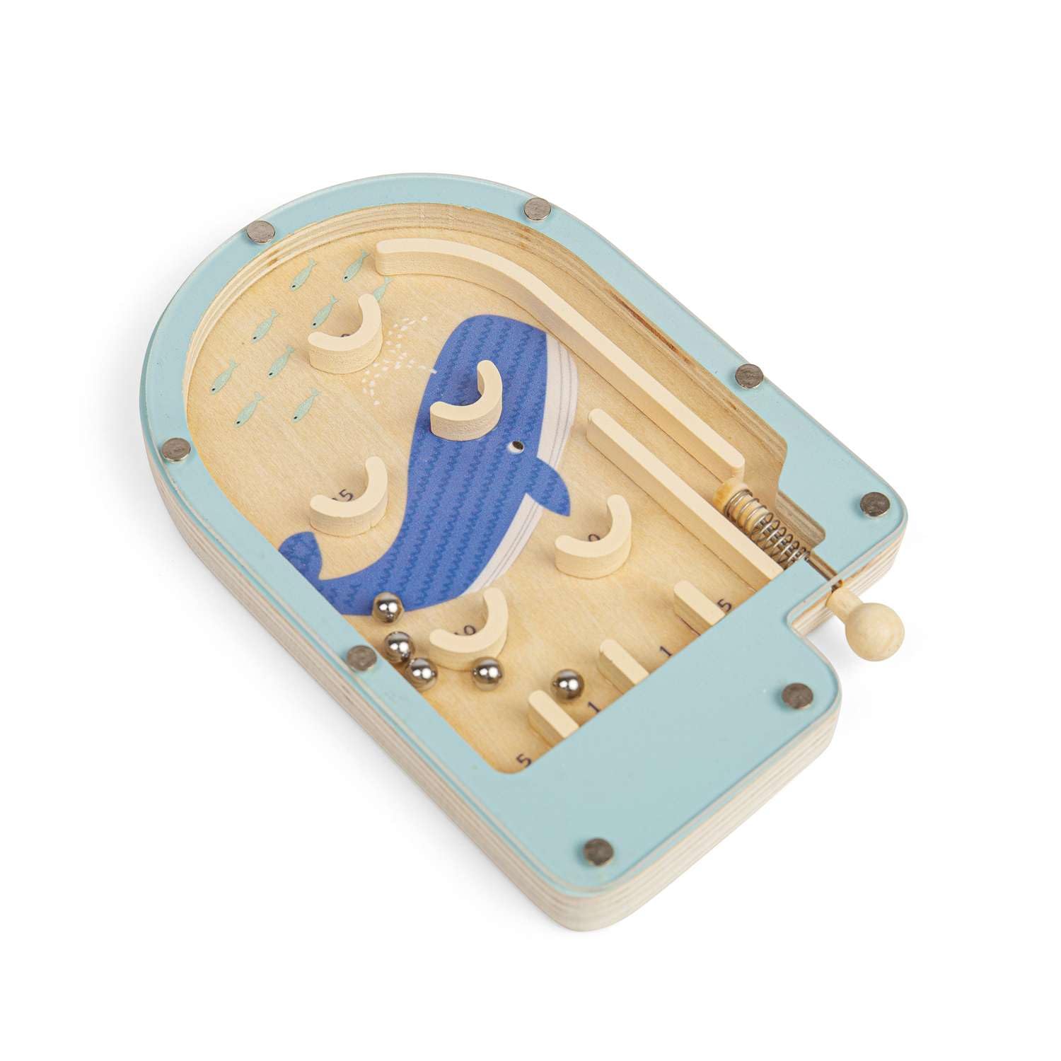 Bigjigs Toys Pinball Game (Whale) - Mini Wooden Animal Game, Pocket Money Gifts For Girls & Boys, Kids Party Bag Fillers, Age 3 Years Old +
