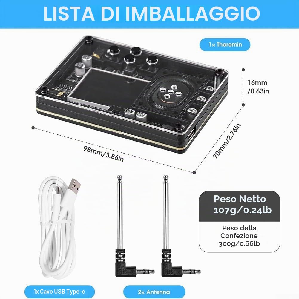 Mini Theremin, Strumento Creativo Elettronico con Display a Colori, Sintetizzatore Elettronico Tascabile, Strumento Musicale Sintetizzatore