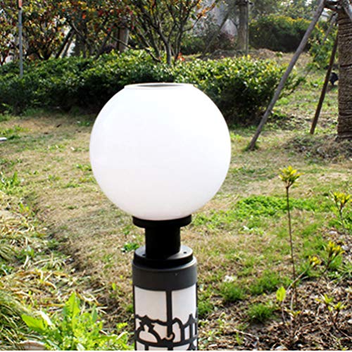Osaladi Globe Light Outdoor Solar Lamp Post Light 200Mm Round Solar Powered Lamp Post Lights Solar Pillar Light For Pathway Driveway Front Back Door White Solar Ground Lights Outdoor #TOP4