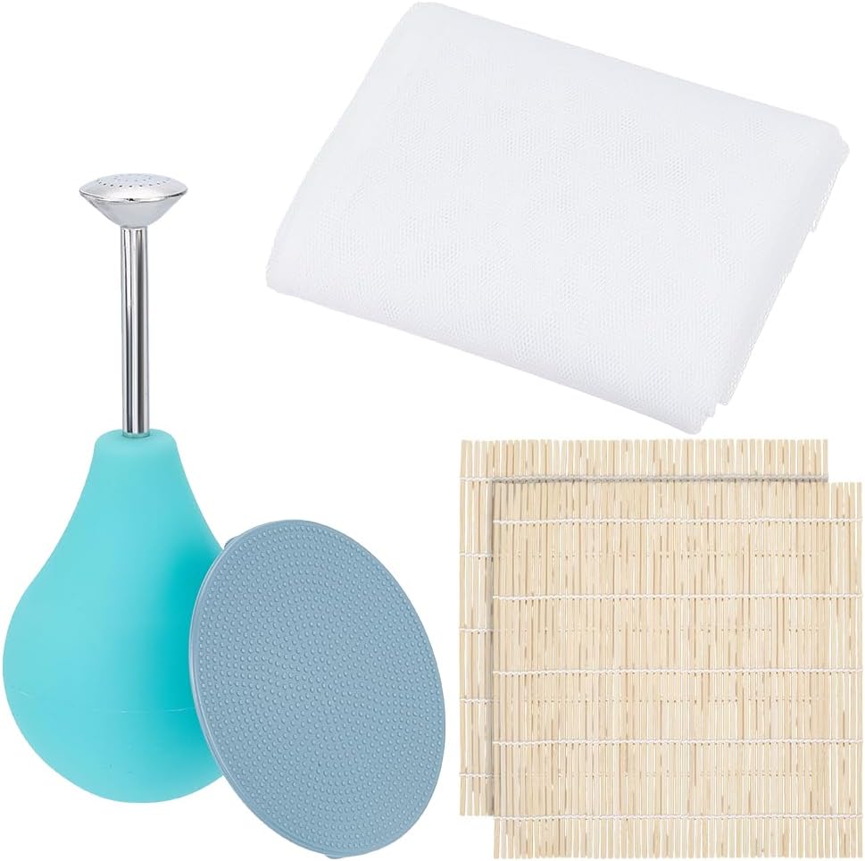 WEBEEDY 5 Pcs Wet Felting Tool Set Include Ball Brause Sprinklers,Green Wet Felting Tools,White Net Felting,Bamboo Roller Blinds Wool Felt Equipment Art Supplies & Needle Felt Making Projects