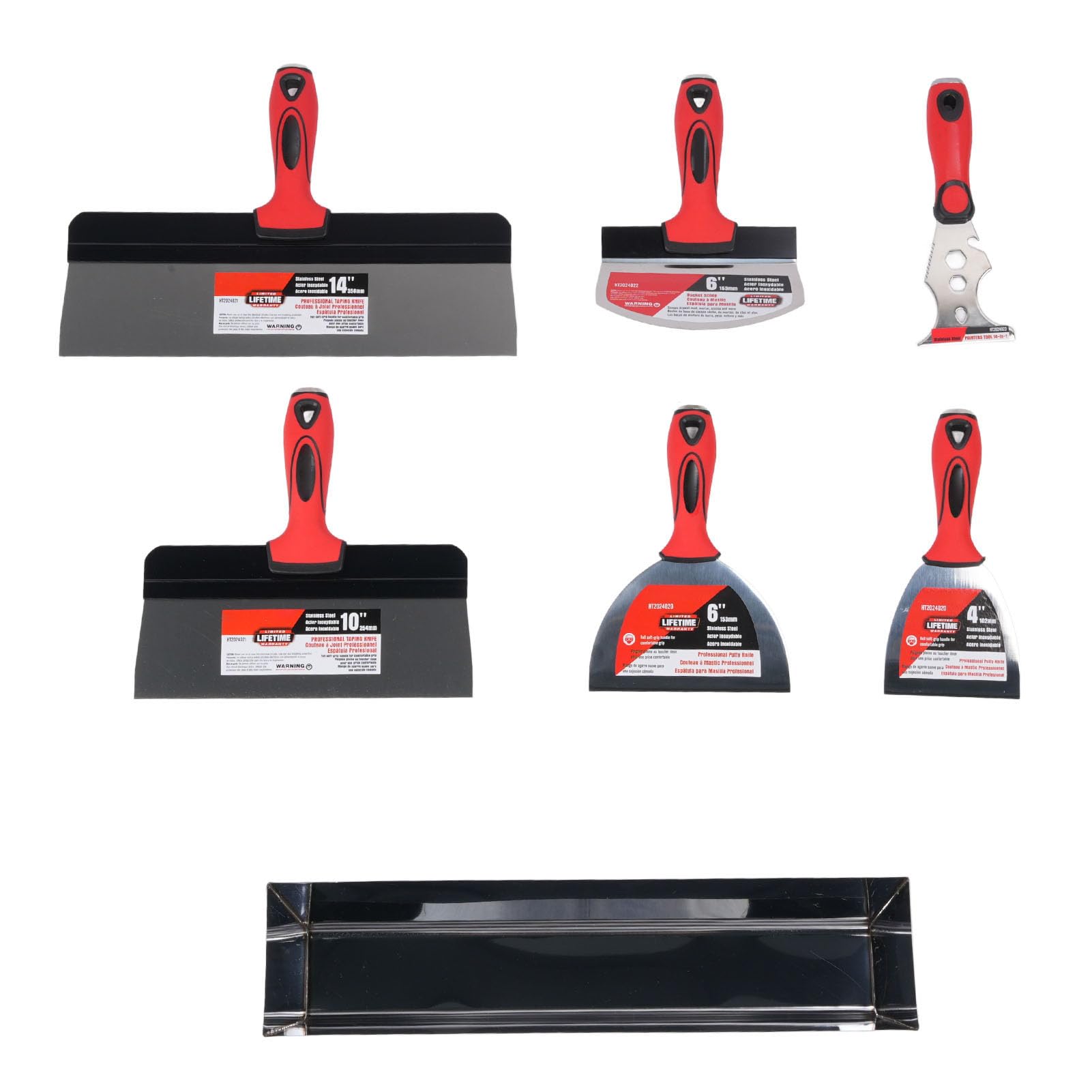 Kit de Herramientas Manuales para Paneles de Yeso con Bandeja de Barro de 16 Pulgadas, Herramientas de Cinta de Masilla de Acero Inoxidable para Reparación de Paredes, Acabado