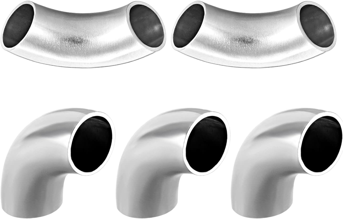 5/8 Inch(Outer Diameter) 304 Stainless Steel Butt-Weld Pipe Fitting - 5Pack - Good for Pipe Connecting - 90 Degree Long Radius Elbow - Silver Tone