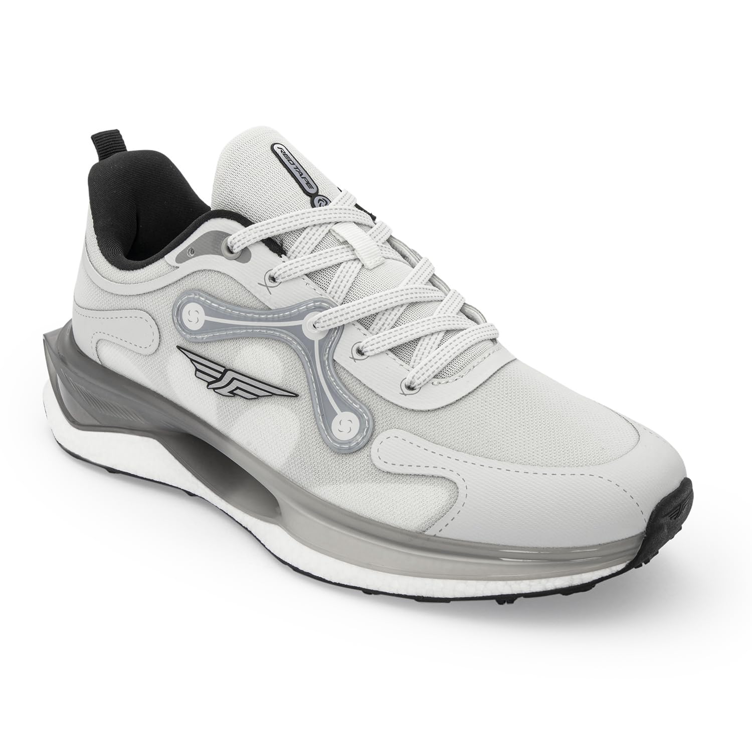 Men's Sport Shoes Grey Mesh Round Toe Lace-Up Responsive Sole-image-2