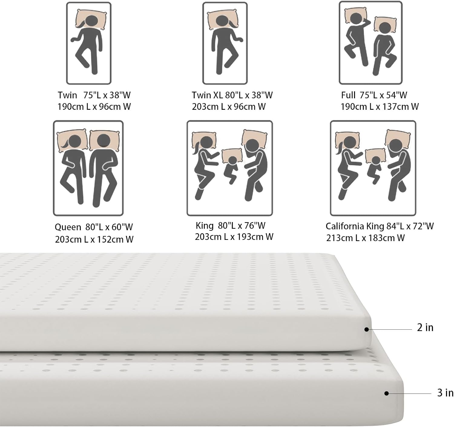 Premium Natural Latex Mattress Topper, Medium Firm with Organic Cotton Cover No Memory Foam Chemicals, Help Relief Shoulder & Back Pain (2" Queen)