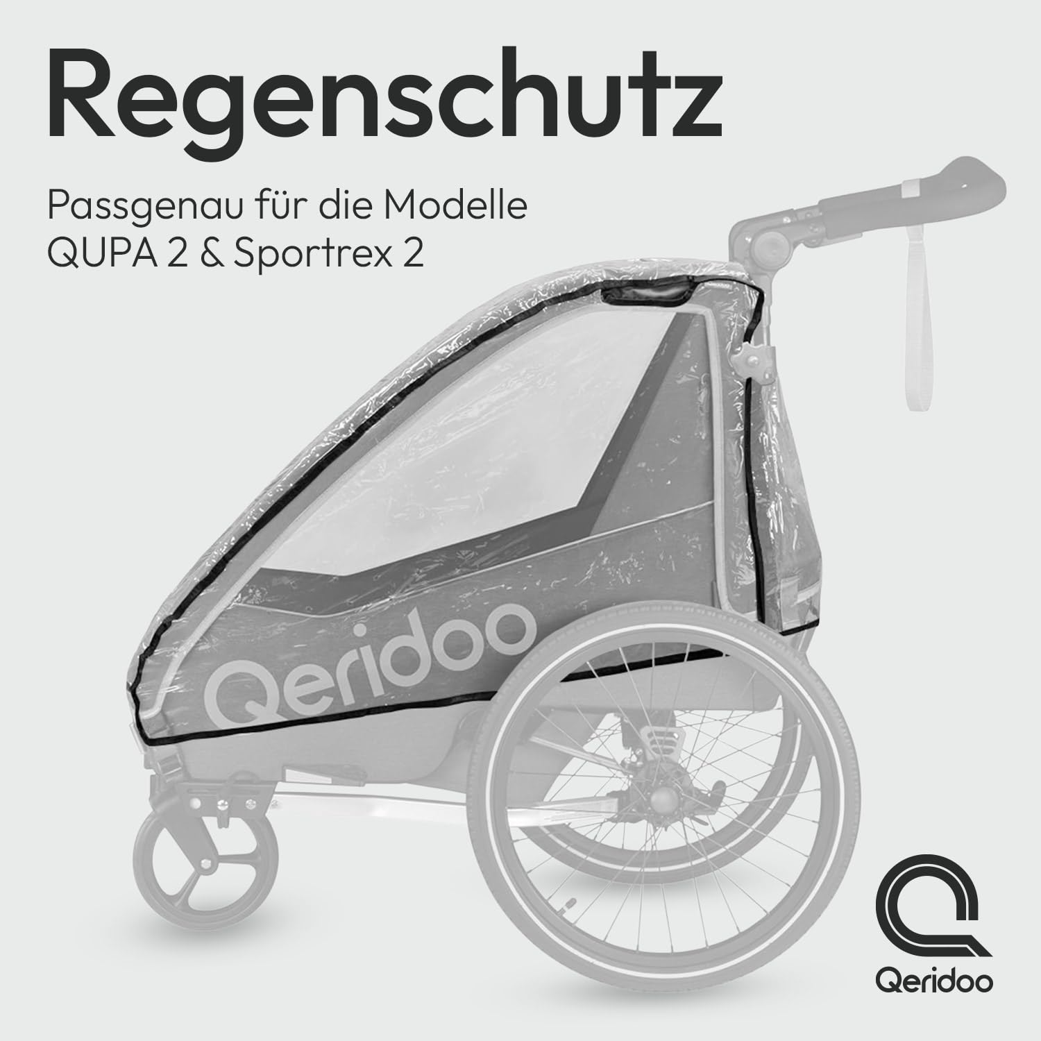 QERIDOO Osłona przeciwdeszczowa QUPA 2 / Sportrex 2 Akcesoria do krzeseł/wózków, Młodzież Unisex, przezroczysta (Transpara), Jeden rozmiar