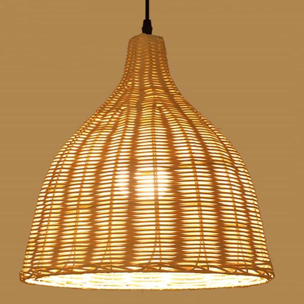 CHUNGYANG Rattan Weaving Pendant Lamp Southeast Asian Style Restaurant Hanging Lights Vintage Hand-woven Rattan Basket Lampshade E27 Base Height Adjustable Chandelier For Kitchen Island Dining Table B