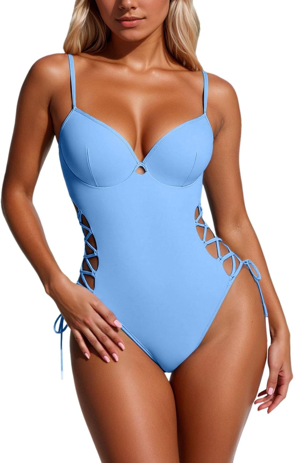 Women's Swimsuit with Adjustable Drawstring and Straps, Monokini Swimsuit for Beach, Pool, Summer Water Activities