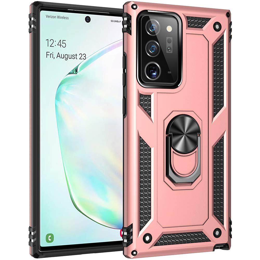 Military Grade Drop Impact for Samsung Galaxy Note 20 Ultra Case Galaxy Note 20 Ultra 5G Case Metal Rotating Ring Kickstan...