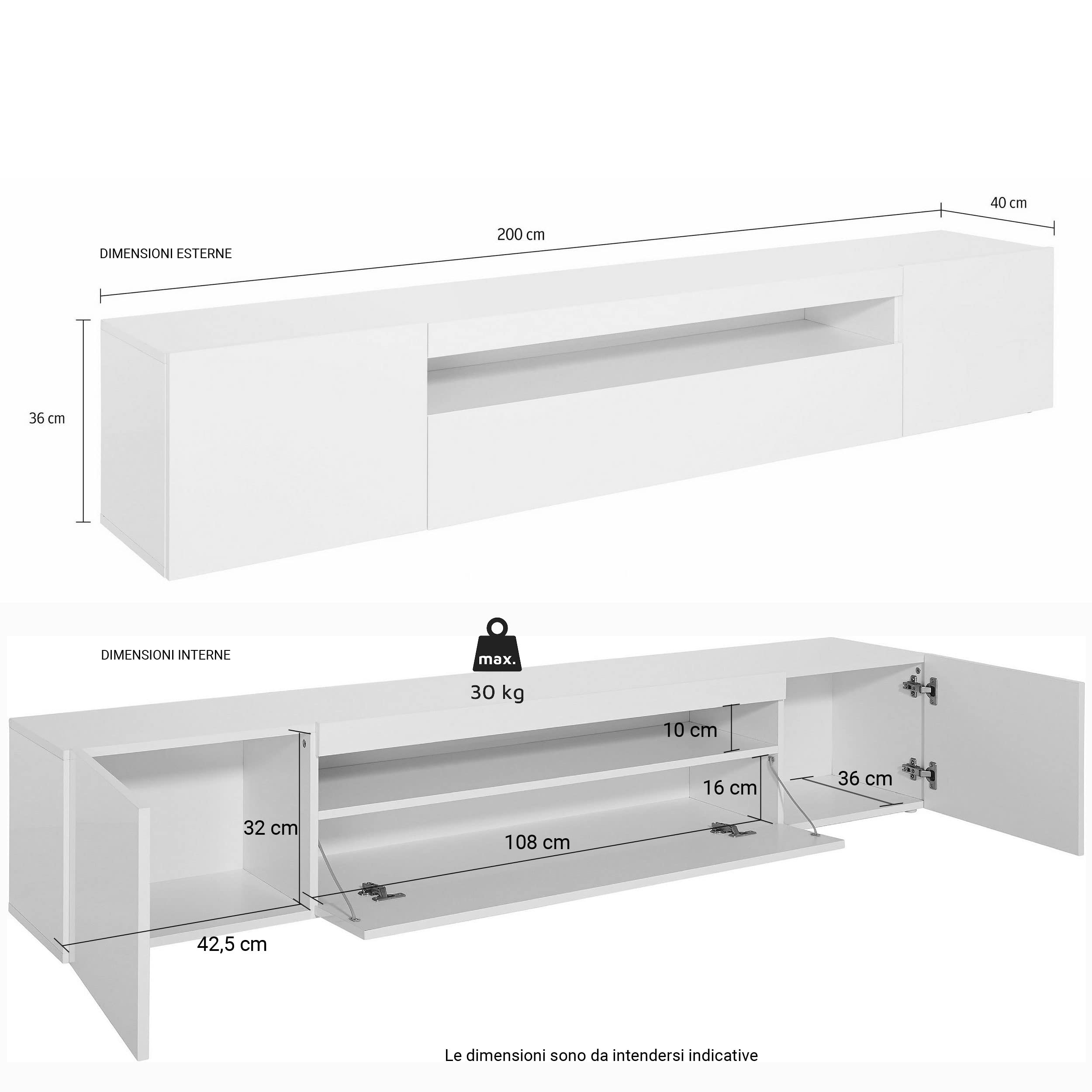 Web Convenienza Mobile TV con 3 Ante - Made in Italy - Mobile Televisore con Ante e Ripiano Vuoto Collezione Frozen per Soggiorno Cucina Sala da Pranzo Design moderno e Spazioso