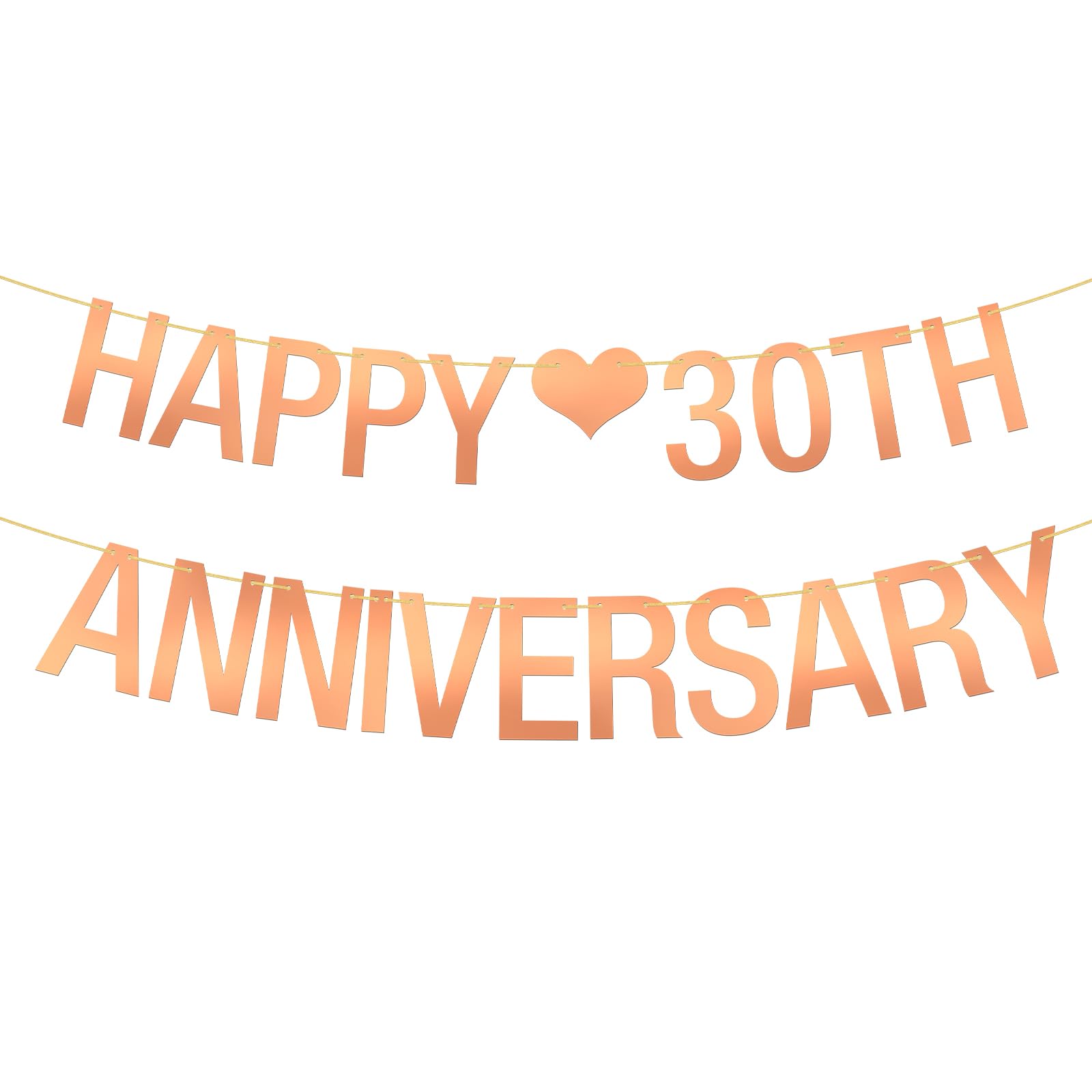 Happy 30th Anniversary Banner 30th Birthday Hanging Decor Thirty Years Themed Gifts 30 Wedding Anniversary Party Decoration Supplies Mirror Rose Gold