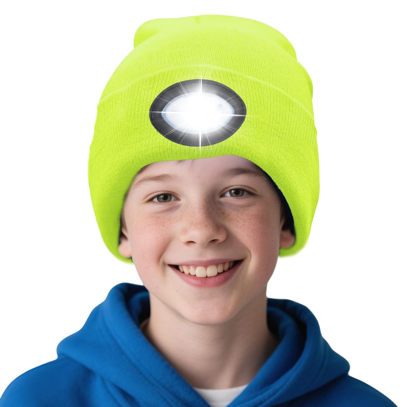 AWSOLAR Mütze mit LED Licht Kinder Erwachsener, Wiederaufladbare Winter Warm Mütze mit Licht Kinder Erwachsener für Jogger, Camping, Geschenke, Laufen