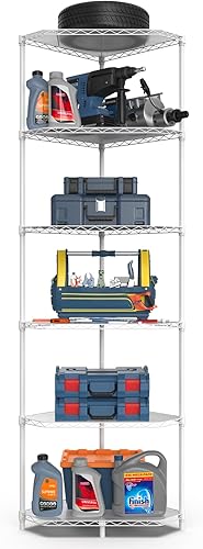 Miniatura 8 de Estantería de alambre esquinero NSF de 6 niveles, 20 x 20 x 72 pulgadas, 600 libras, estante de almacenamiento de metal ajustable resistente con