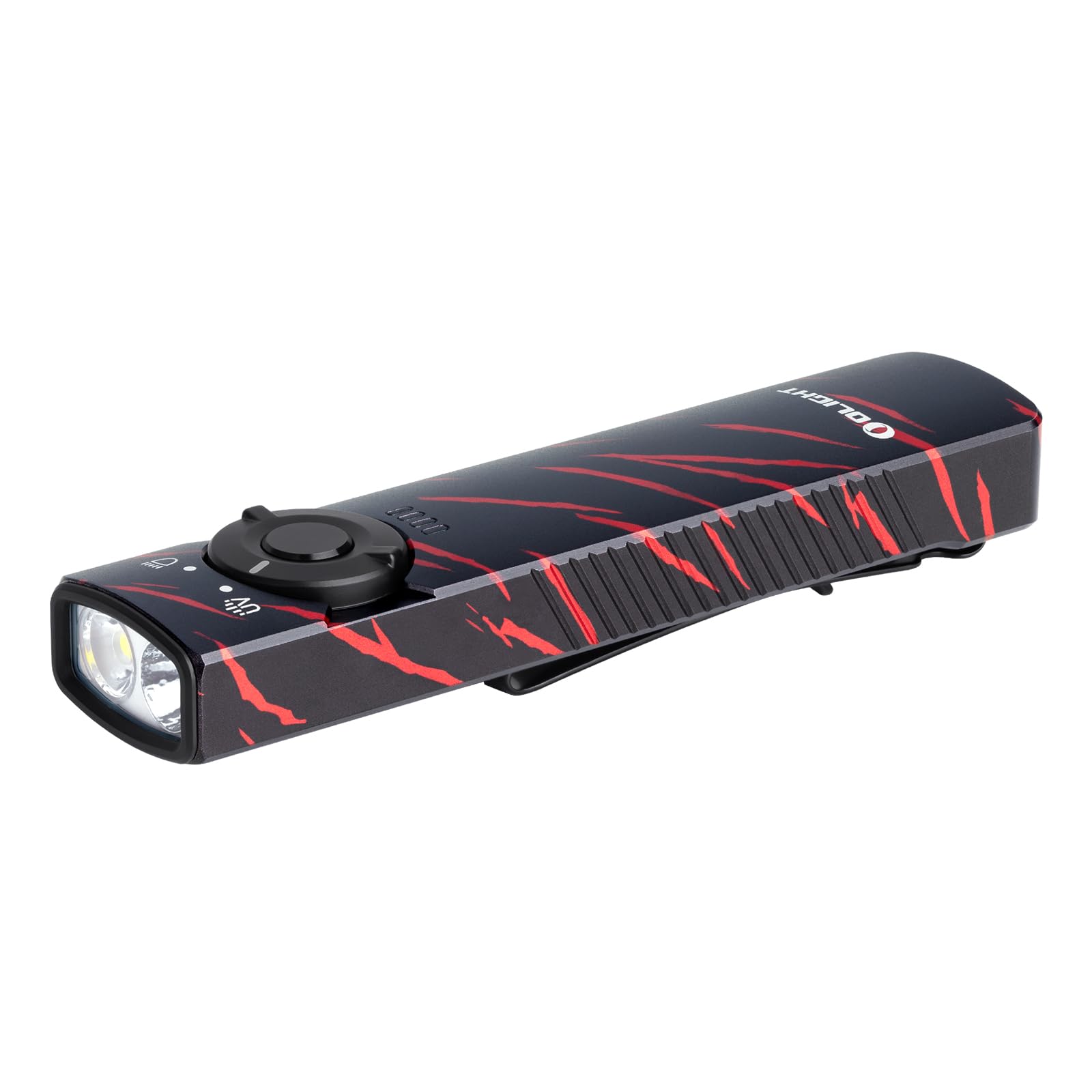 OLIGHTArkfeld UV 1000 Lumens Rechargeable EDC Torch with UV LED and White Light, Anti-Slip Grip, Super-Thin Build Flat with Two-Way Pocket Clip for Outdoors, Emergency, Work (Black Lava)