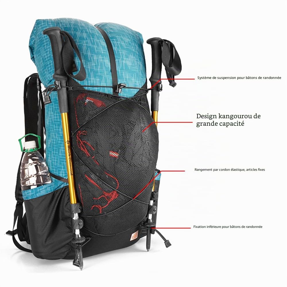 3FULGEAR Sac à dos de randonnée léger pour homme et femme 56 L (40 + 16), sac de voyage pour l'escalade, le camping, le tourisme, pour le camping, l'escalade, le ski et le cyclisme