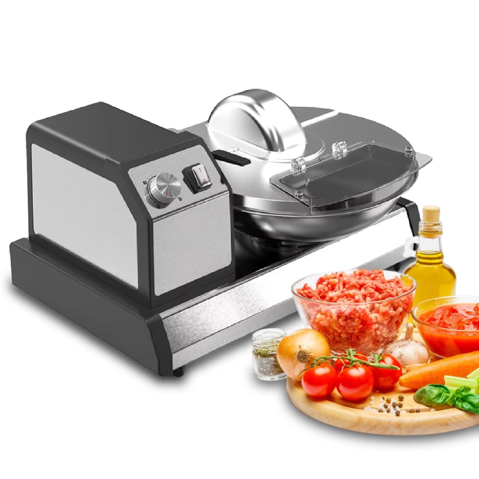 IUokLU Commercial Meat Bowl Cutter, Spring Onion Chopper, Electric Vegetable Cutter for Garlic Ginger Chili Potato Cucumber, 1500RPM, 150W