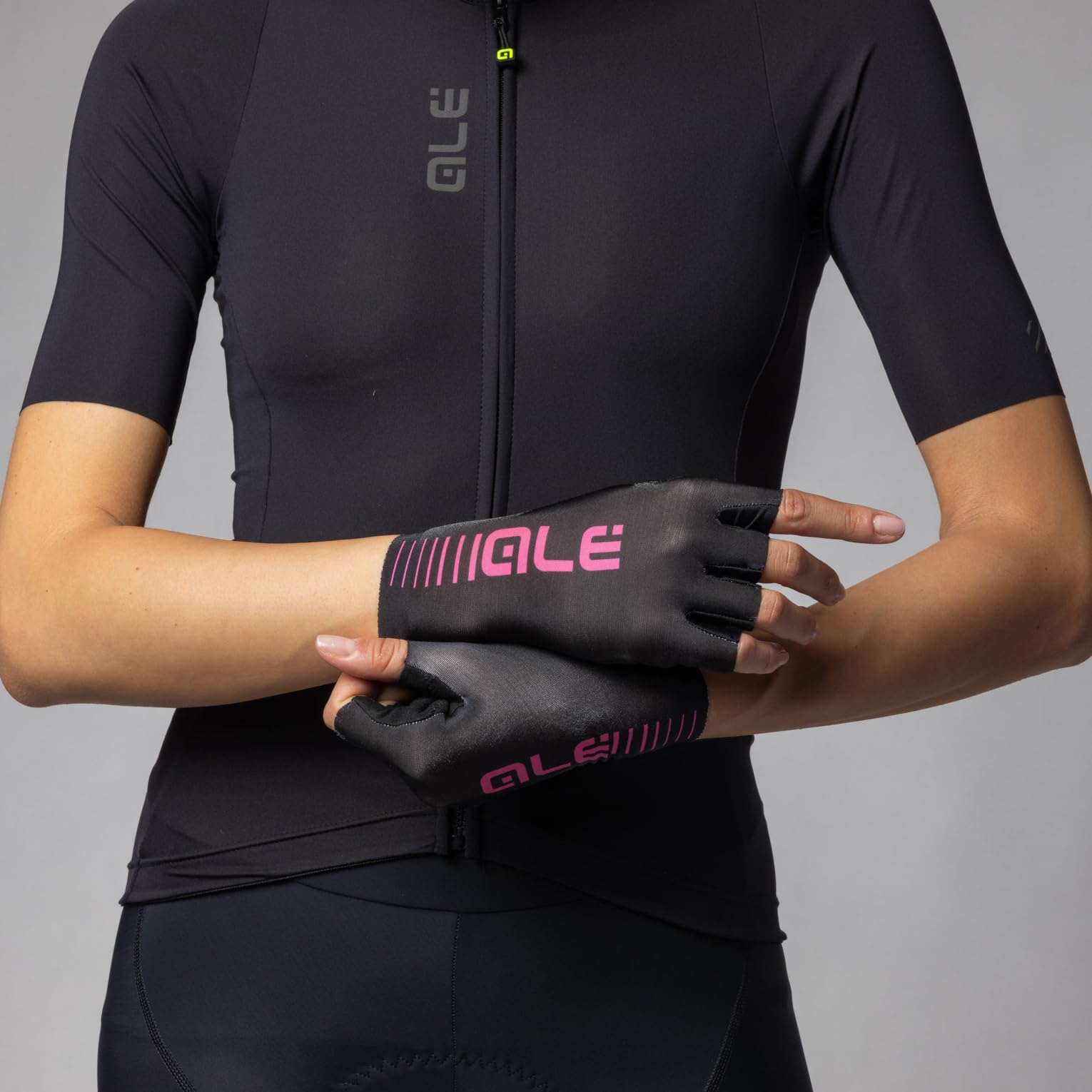 Alé Cycling Sunselect Crono - Guanti estivi unisex, colore: Nero/Rosa Fluo, S