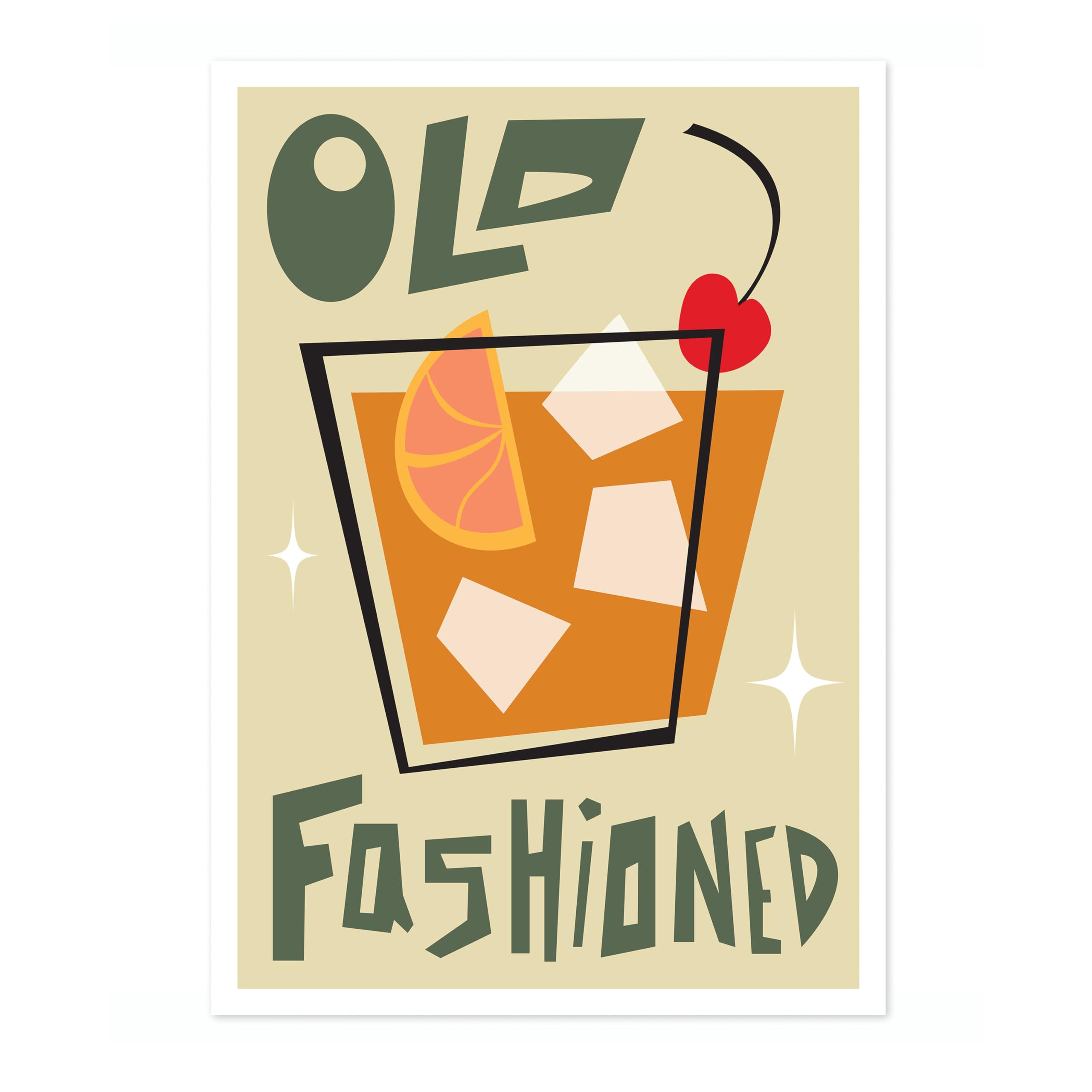 Old Fashioned Print, Cocktail Poster, Framed Wall Art, Modern Kitchen Decor, Drinks Poster, Gift Idea, Archival Matte, A1 (Print Only) - 84.1x59.4cm — image 1