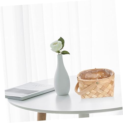 Miniatura 8 de DOITOOL Mini jarrones para flores, maceta verde para plantas, contenedores de almacenamiento de camping, cestas de mimbre para almacenamiento, cesta