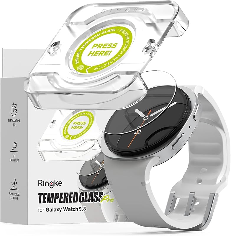 Ringke for Samsung Galaxy Watch 8 Screen Protector 44mm [2 Pack] | Tempered Glass Pro, Easy Installation with Alignment Tool, Case Friendly Premium 9H Hardness Protector