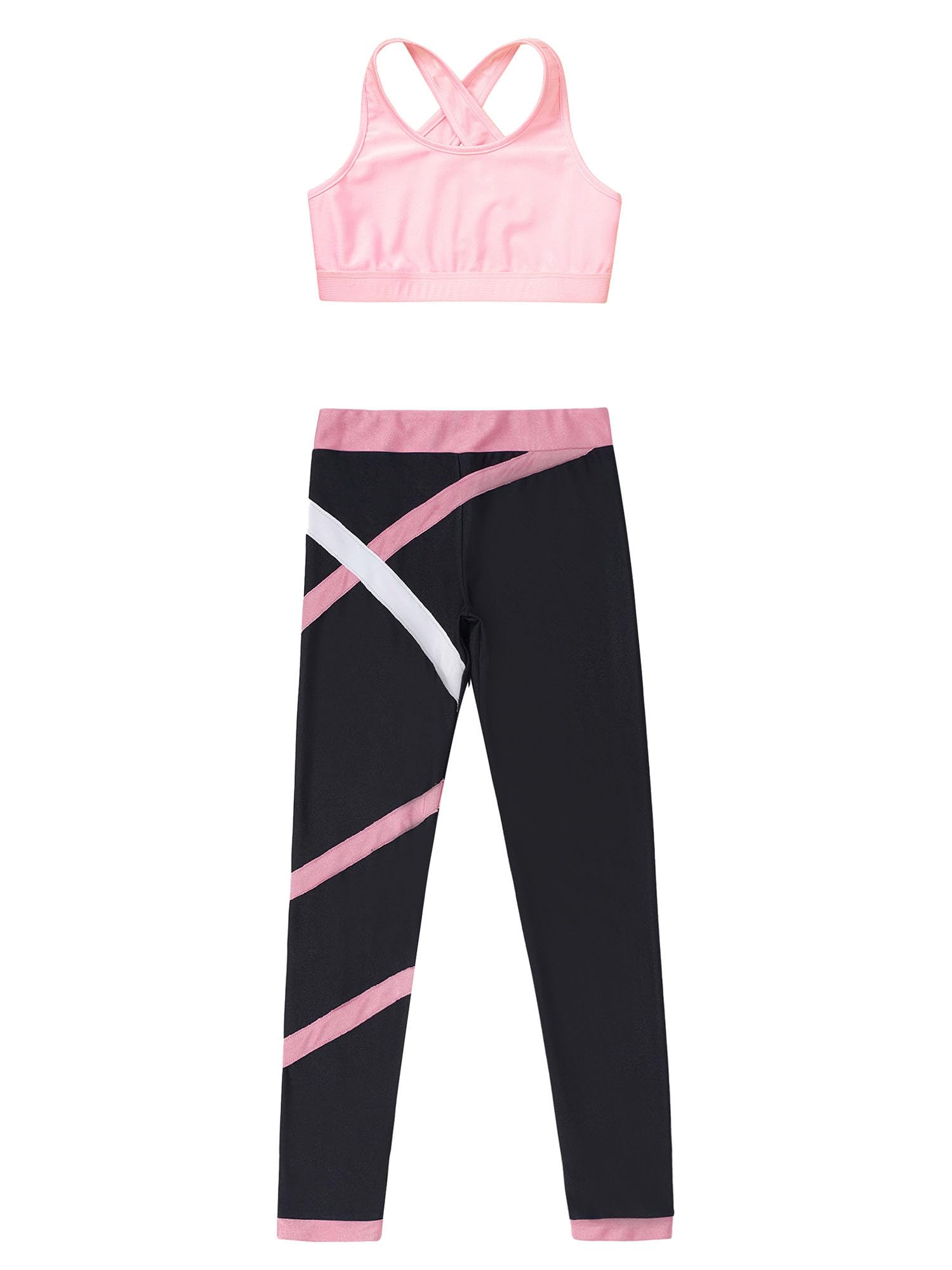 IEFIEL Conjuntos Deportivos para Niña Top Deportivo Estampado Moda+Leggings Largos Ropa Deporte de Correr Yoga Maillot Gimnasia Ritmica