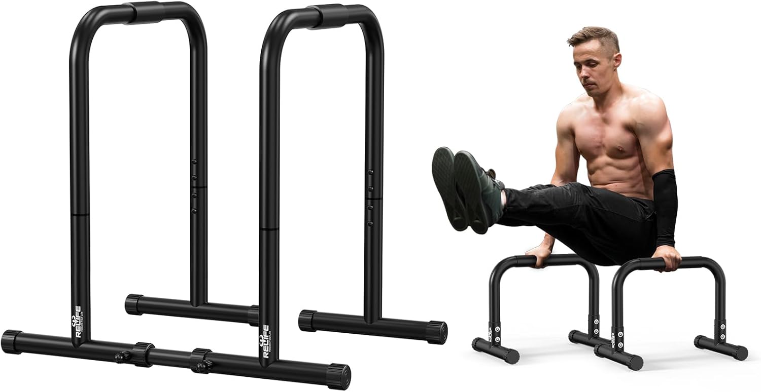 RELIFE Dip Station Functional Heavy Duty Dip Bar Parallette Push Up Stand