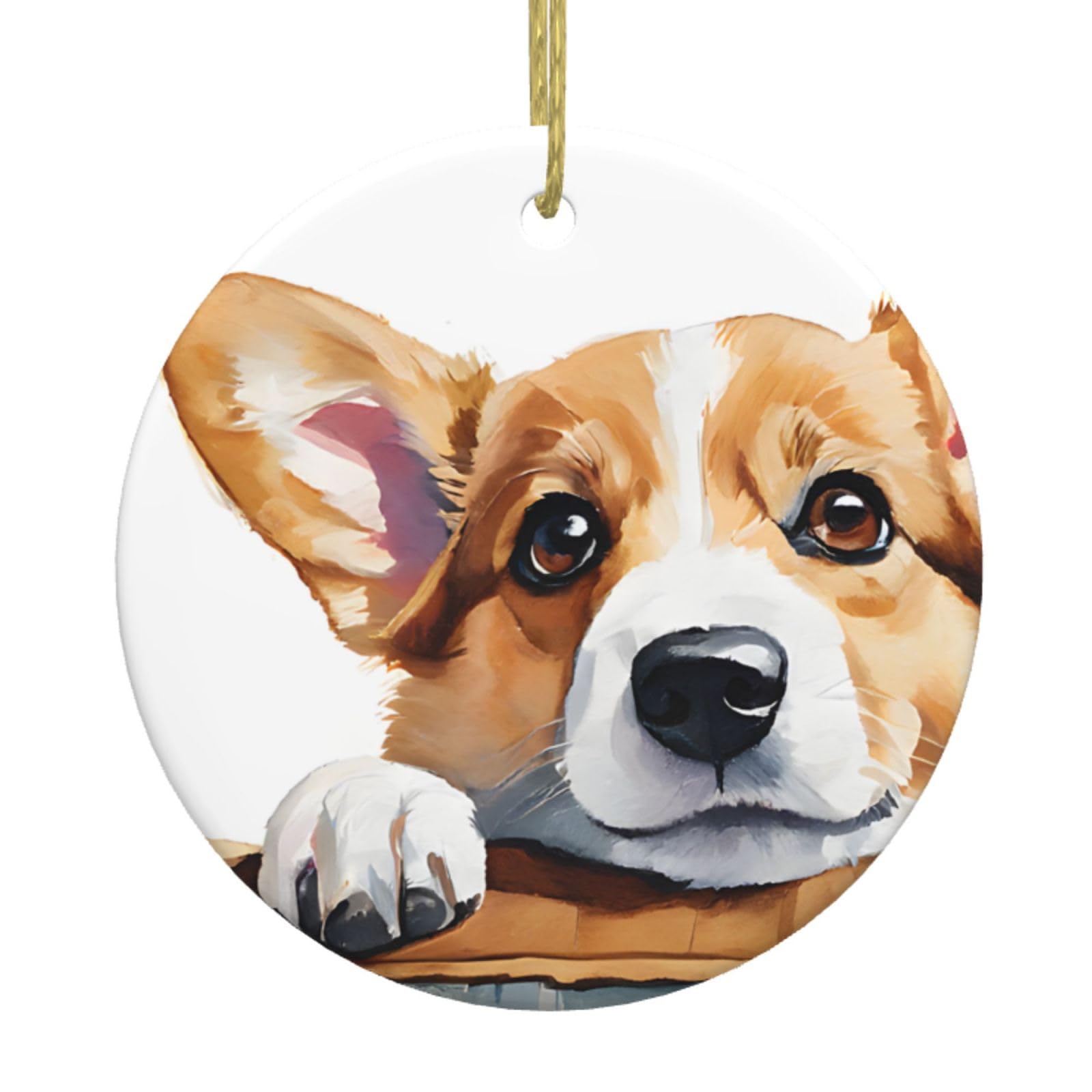 Cute Corgi Christmas Tree Pendants, Ceramic Ornaments, Personalized Christmas Ornaments, Novel