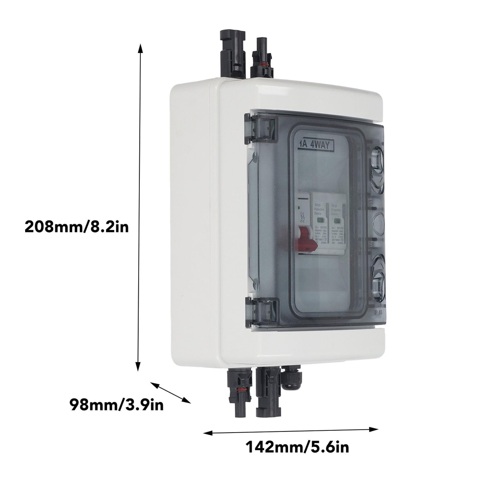 Caja de combinación PV, ventana transparente DC500V 32A IP65, impermeable, anticorrosión, ignífugo, resistente a los rayos UV, interruptor fotovoltaico para de paneles solares