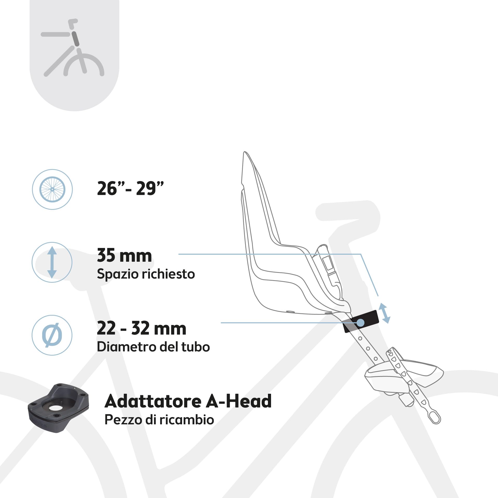 BOBIKE 8012500003 Go Mini Seggiolino Bici Anteriore per Bambini e Neonati per Tubo Sterzo – Sicuro, Regolabile, Confortevole ed Elegante per Bambini da 9 Mesi a 3 Anni, Fino a 15kg, Menta Marshmallow