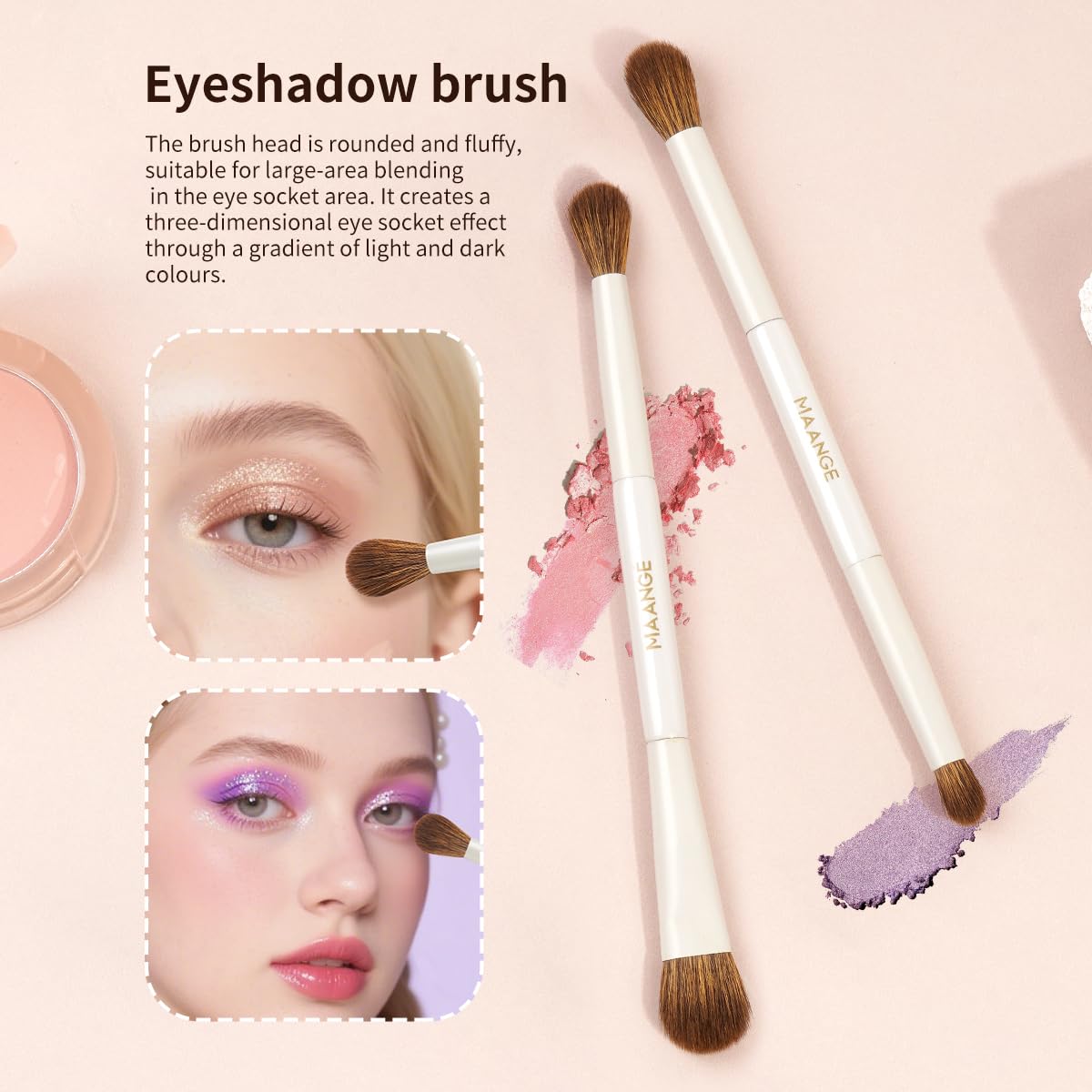 MAANGE Makeup Brush Set 14-In-7 Double Ended Essential Foundation Makeup Brushes for Powder Concealers Eye Shadows Blush Make Up Brushes with Travel Makeup Case - Image 7